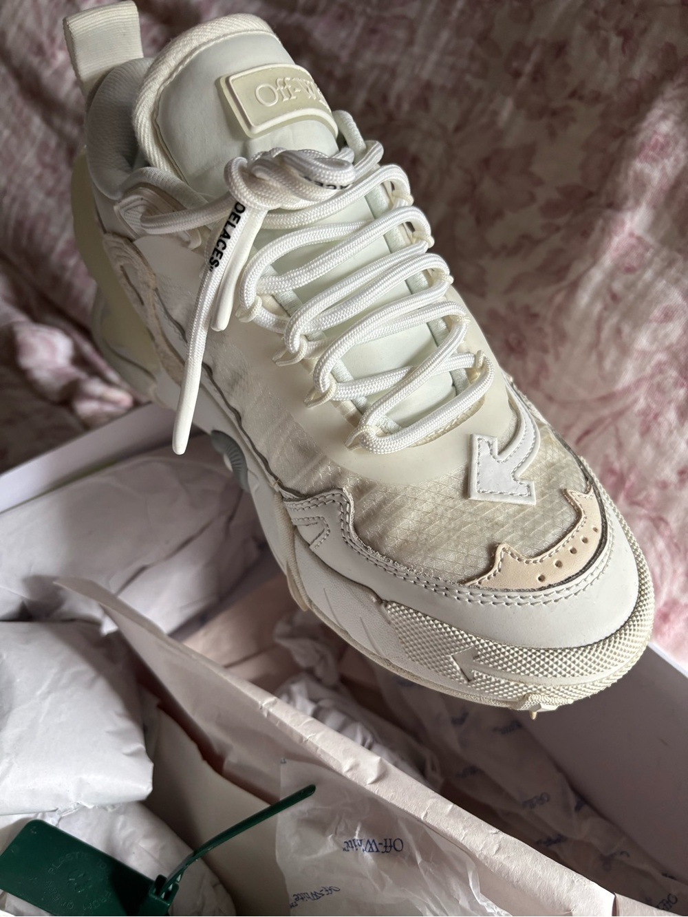 Off-White Women's Cream and White Chunky Lace-Up Sneaker